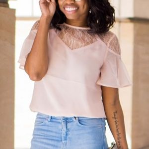 Oasis lace trim fluted top